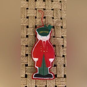 Harrods Red and Green Holiday Ornament. Felt.